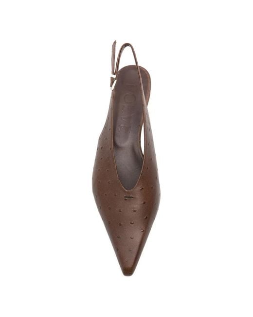 Poeve Brown Pointed Slingback Pumps