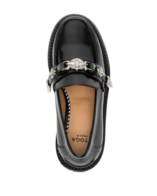 Toga Black Round-Toe Leather Loafers