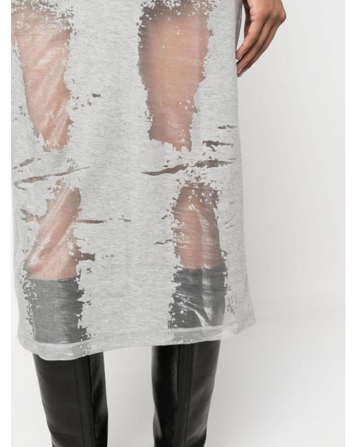 DIESEL White Jersey Dress With See-through Effect