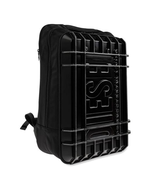 DIESEL Black Embossed Logo Backpack