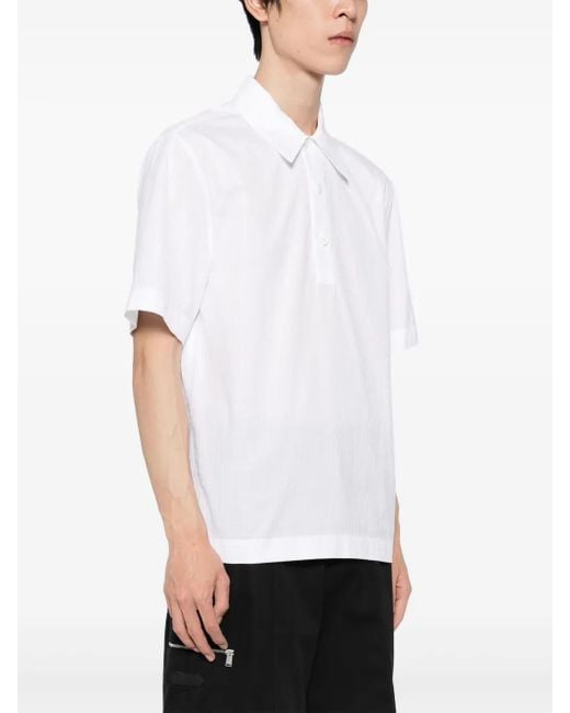 Jil Sander White Checked Polo Top for men