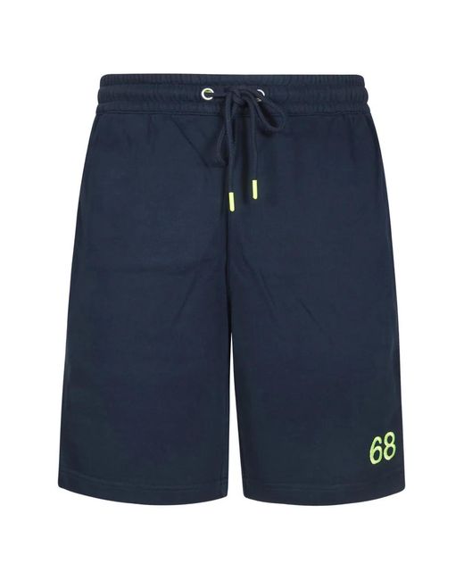Sun 68 Blue Drawstring Logo Track Shorts for men
