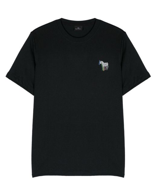 PS by Paul Smith Black 3d Zebra-print Cotton T-shirt for men
