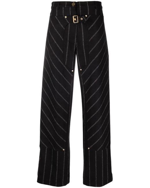 Stella McCartney Black Striped Straight-Leg Trousers
