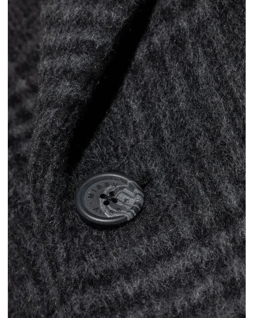 M I S B H V Black Checked Double-Breasted Coat for men