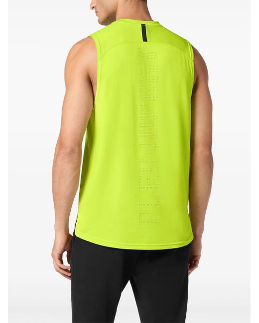 Philipp Plein Green Reflective Tank Top Round Neck for men