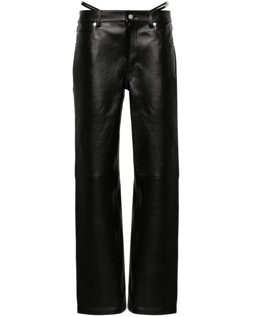 Alexander Wang Black Logo-Embellished Leather Trousers