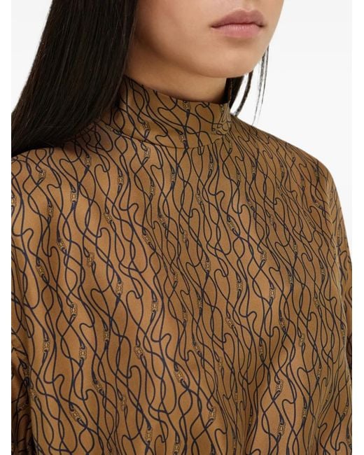 Ferragamo Brown Silk Shirt With Side Knot