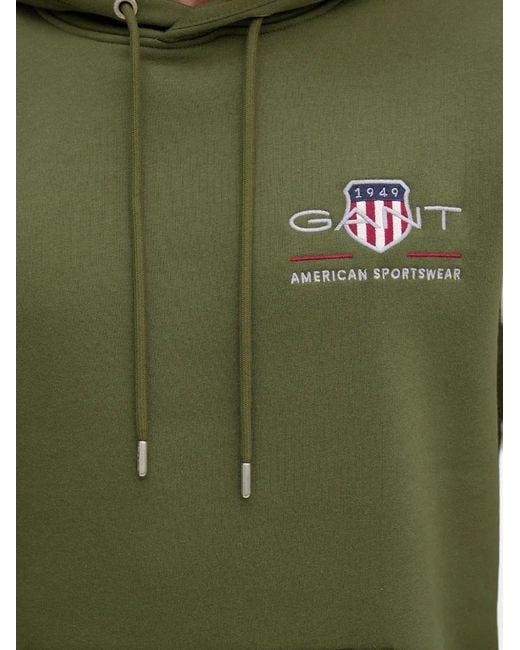 Gant Green Embroidered-Logo Hoodie for men