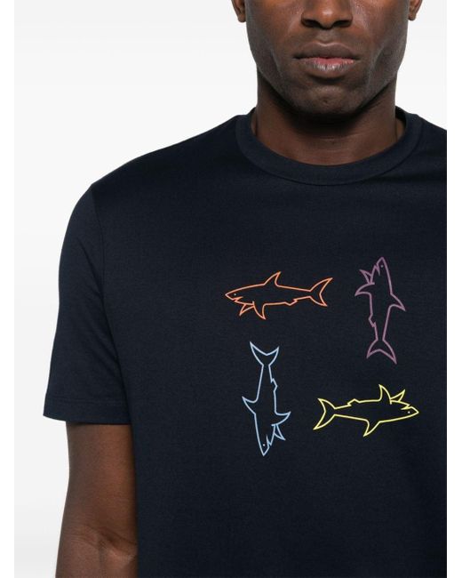 Camiseta con motivo de tiburón Paul & Shark de hombre de color Blue