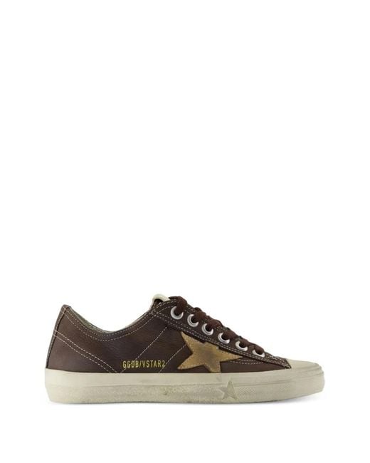 Golden Goose Deluxe Brand Brown V Star Lace Up Sneakers