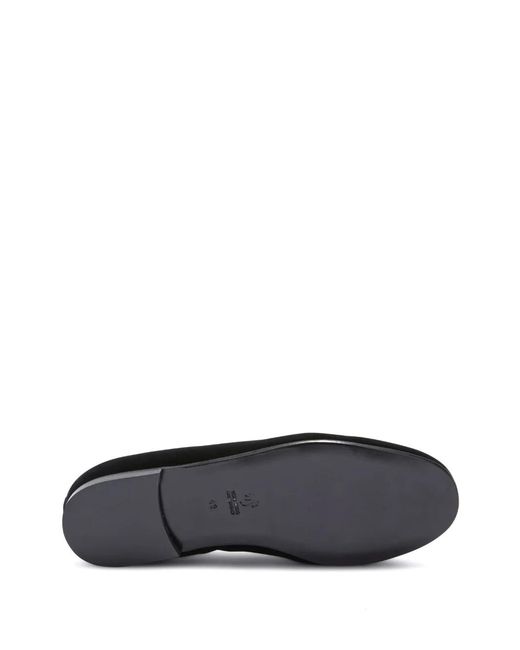 Palm Angels Black Monogram-Embroidered Suede Loafers