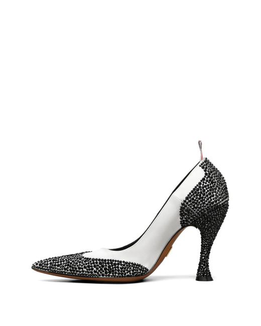 Thom Browne White Crystal-Embellished Wingtip Pumps