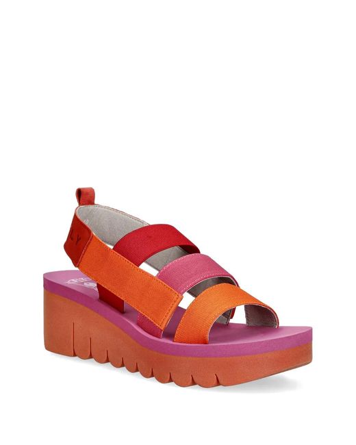 Fly London Red Multi-Strap Platform Sandals