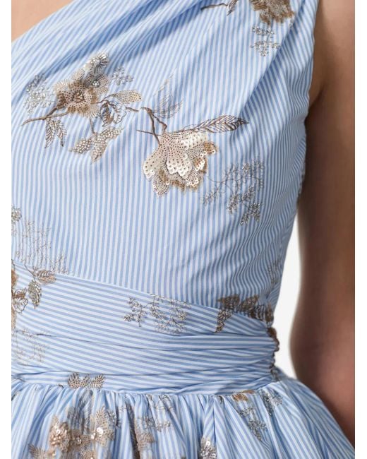 AKNVAS Blue Paula Sequin-Embellished One-Shoulder Mini Dress