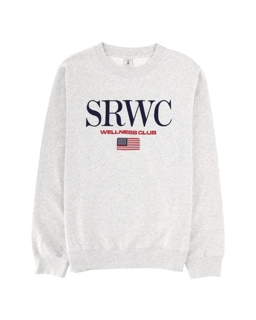 Sporty & Rich White Embroidered-Logo Sweatshirt