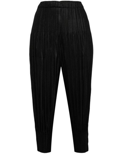 Pleats Please Issey Miyake Tapered Pleated Trousers Black