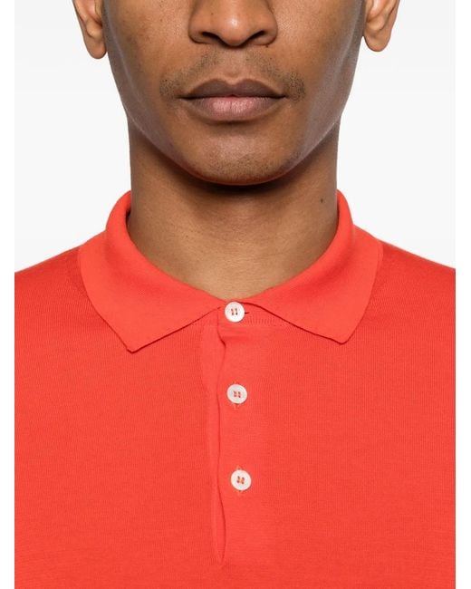 Drumohr Red Buttoned Long-Sleeve Polo Shirt for men