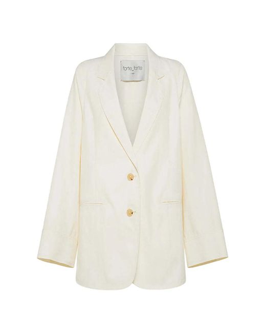 Forte_forte White Button Single-Breasted Jacket