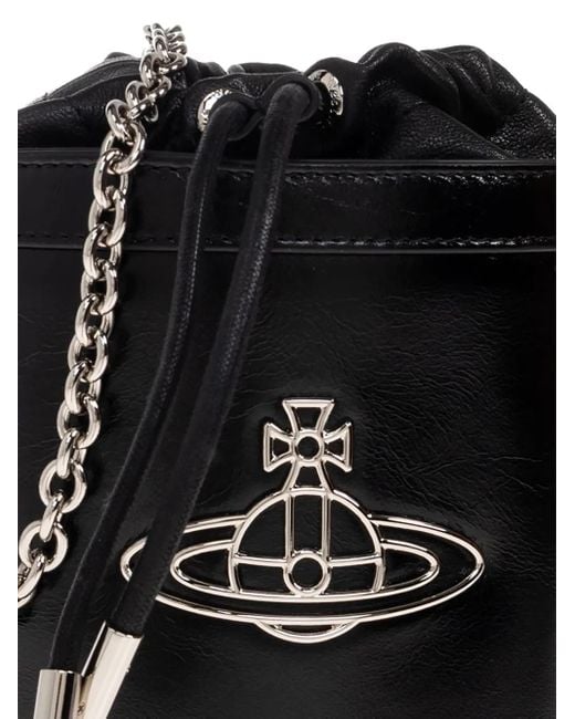Vivienne Westwood Black Orb-Embellished Bucket Bag