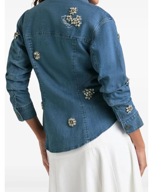Chaqueta vaquera con detalle de cristales Cinq À Sept de color Blue