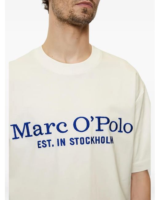 Marc O' Polo White Logo-Embroidered T-Shirt for men