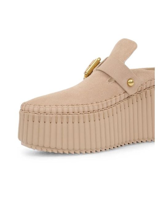 Chloé Natural Nama Wedge Mules