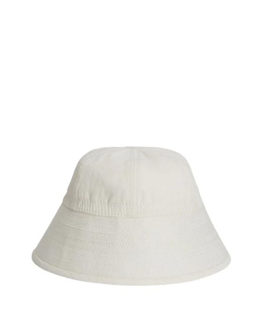 Jil Sander White Topstitching Linen Bucket Hat