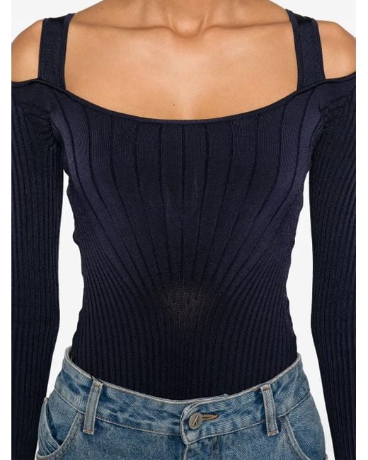 Body con cuello redondo Mugler de color Blue