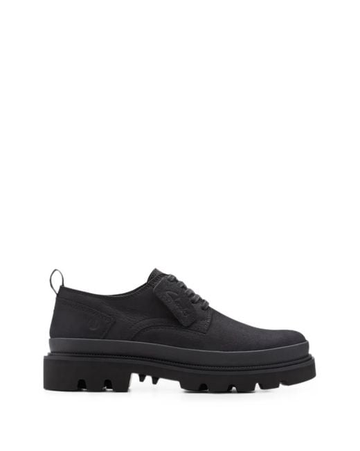 Clarks Black Badell Lace Round-Toe Derby Shoes for men