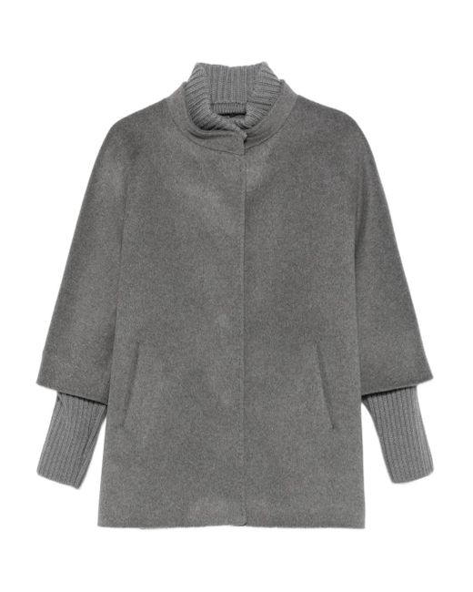 Cinzia Rocca Gray Ribbed-Cuff Virgin-Wool Jacket
