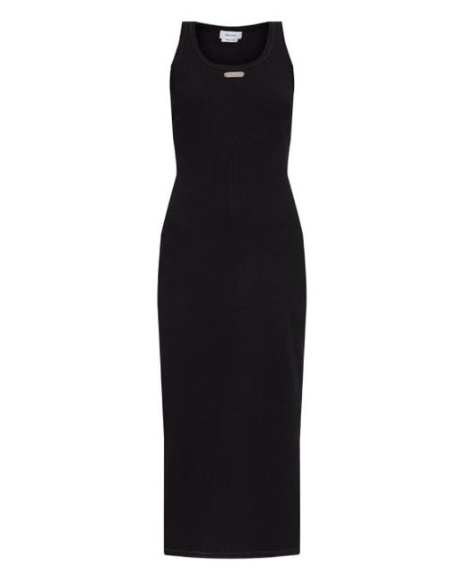 McQueen Black Placket Sleeveless Midi Dress