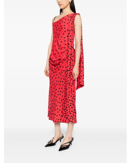 Moschino Red Graphic-Print Asymmetric Dress