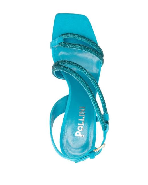 Pollini Blue 95mm Crystal-embellished Sandals