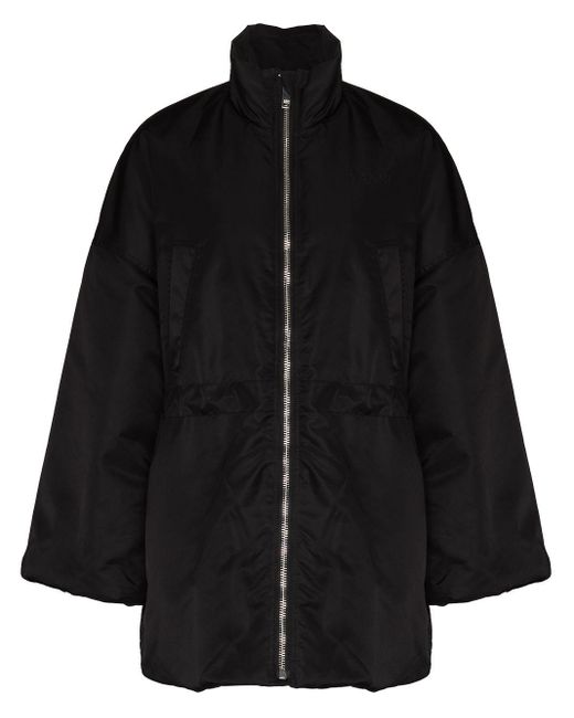 Ganni Black Padded High-neck Coat