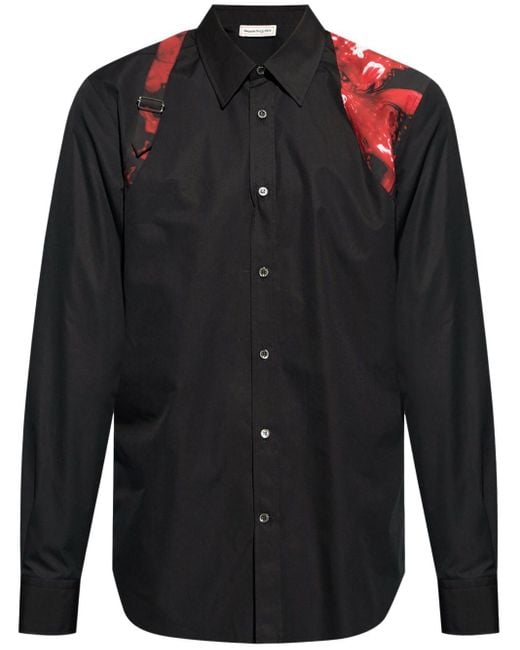 Alexander McQueen Hemd aus Popeline mit Riemen in Black für Herren
