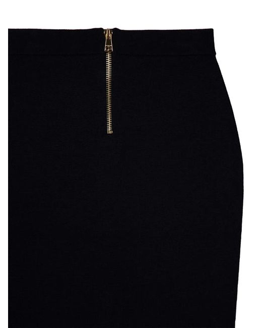 Balmain Blue Button-Detail Midi Skirt