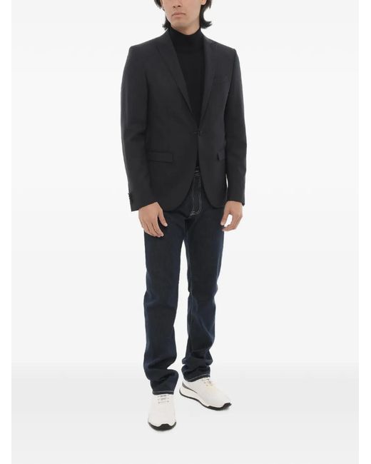 Corneliani Black Single-Breasted Blazer for men