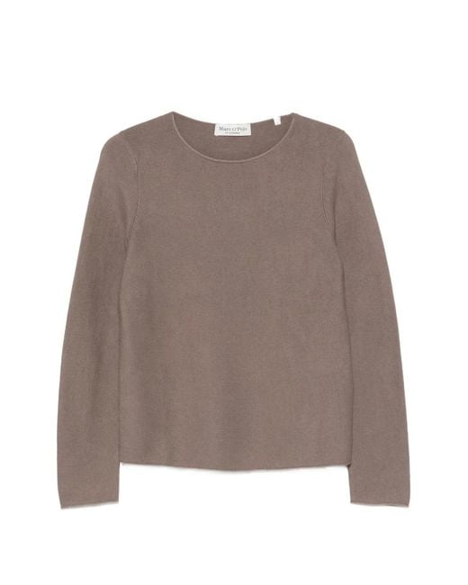 Marc O' Polo Brown Fine-Knit Long-Sleeve Sweater