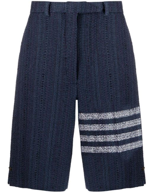 Pantalones cortos de talle alto con motivo 4-Bar Thom Browne de color Blue