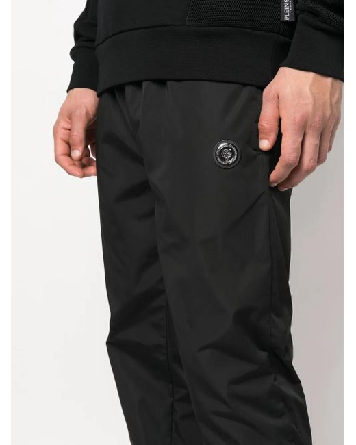 Philipp Plein Black Logo-Patch Track Pants for men