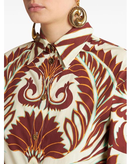 Robe-chemise en coton à logo imprimé Etro en coloris Natural