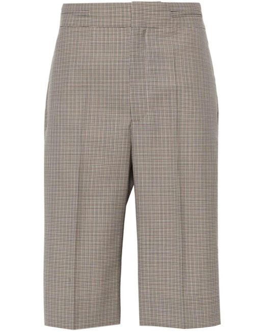 Victoria Beckham Gray Houndstooth-pattern Tailored Shorts