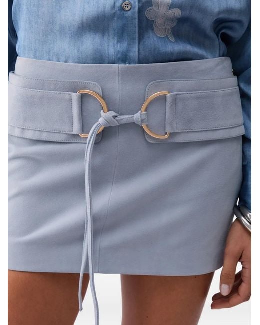 Liu Jo Blue Removable Belt Suede Midi Skirt