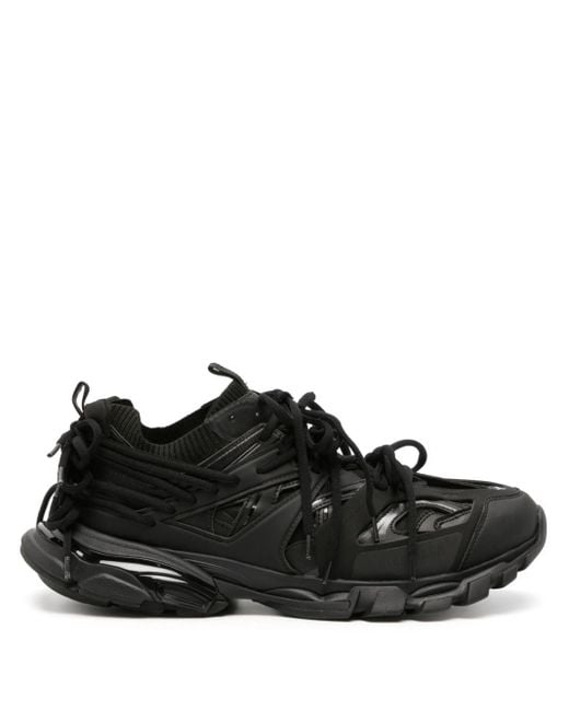 Balenciaga Black Panelled Rear Lace-up Low-top Sneakers for men