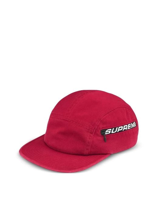 Supreme Red Zip-Detail Baseball Cap for men