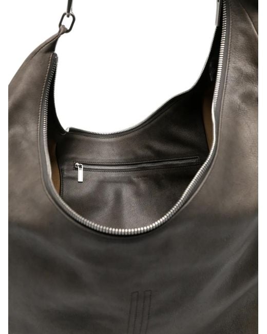 Rick Owens Black Gemini Oversized Grained-Leather Shoulder Bag