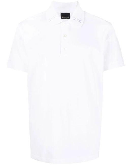 Billionaire White Embroidered-Logo Cotton Polo Shirt for men