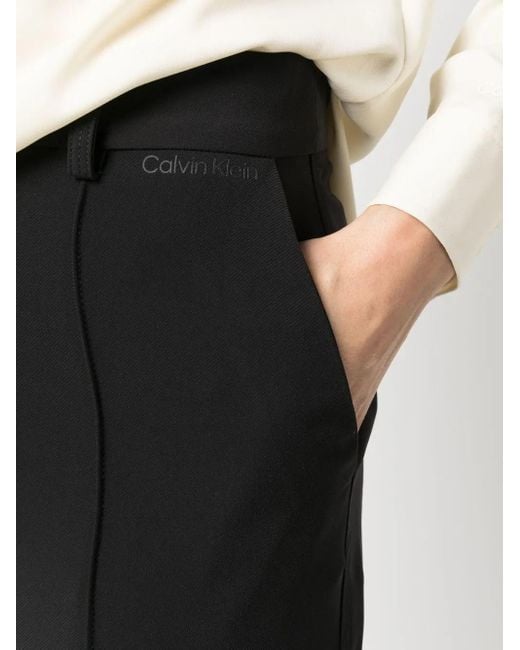 Calvin Klein Black High-Waisted Straight-Leg Trousers