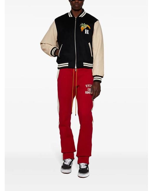 Rhude Black Logo-Embroidered Bomber Jacket for men